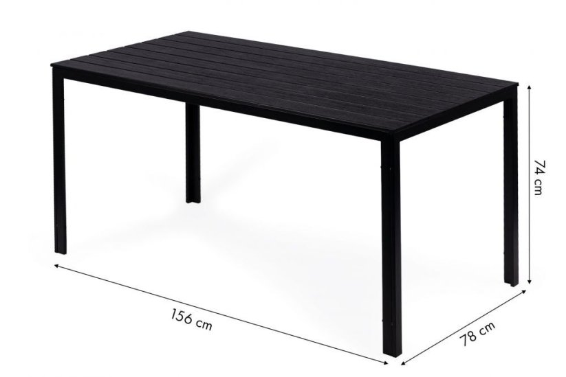 Veľký záhradný stôl v čiernej farbe