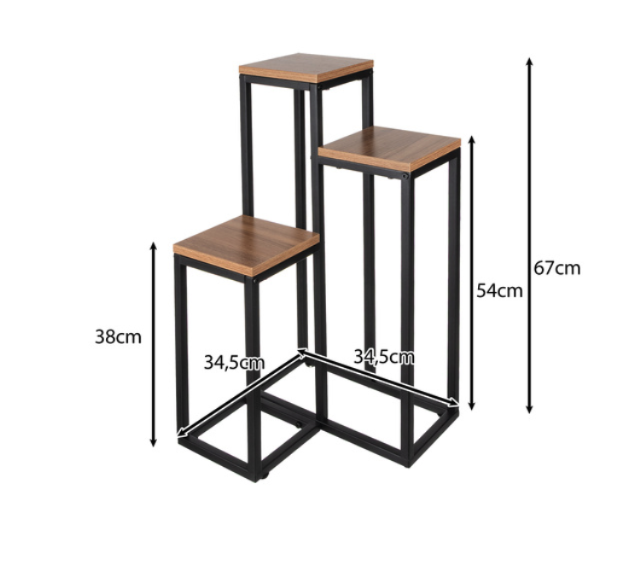 Suport de flori modern cu 3 etaje din metal pentru mansardă