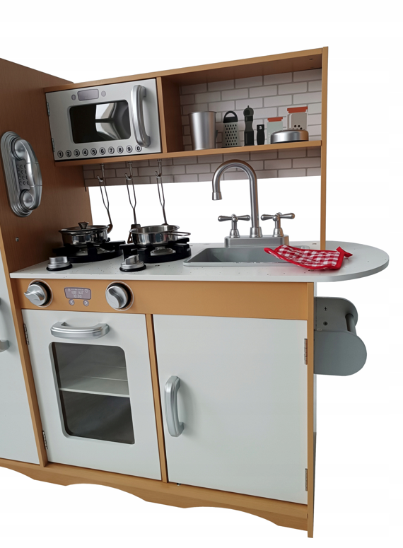 Dječja drvena kuhinja s dodacima i LED rasvjetom