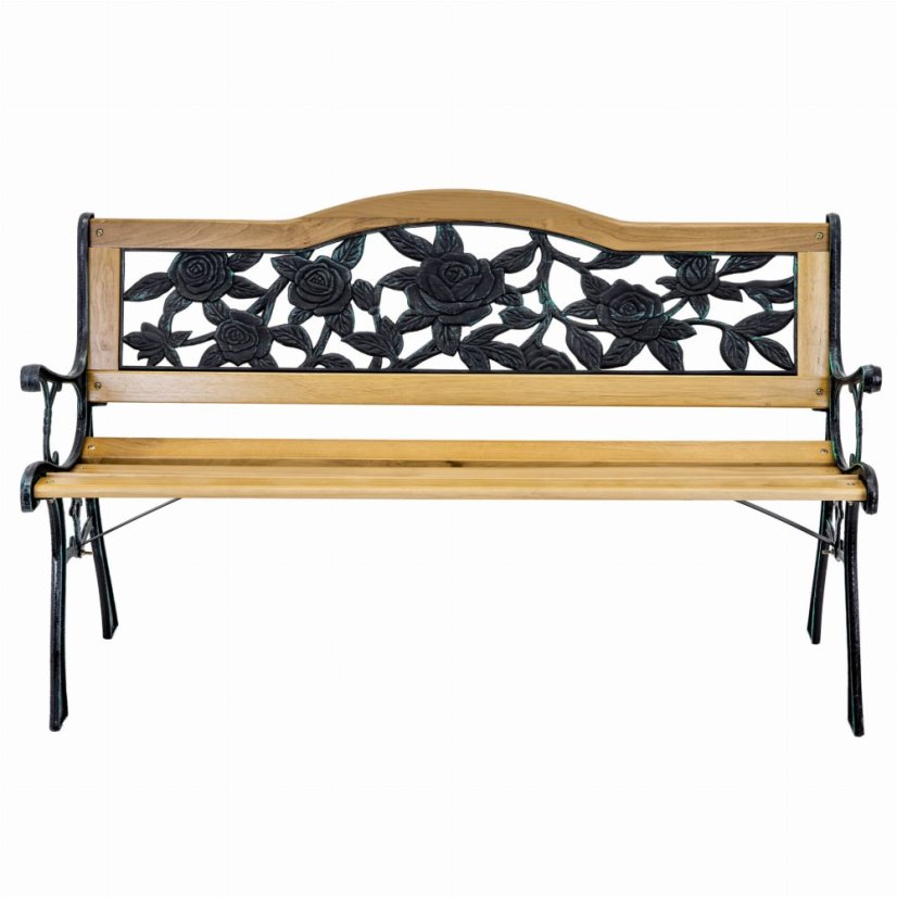 Vrtna klop z motivom vrtnic - 125x52x78 cm, bor