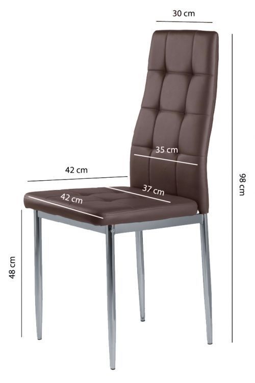 Sada 4 židlí v hnědé barvě z eko kůže do jídelny