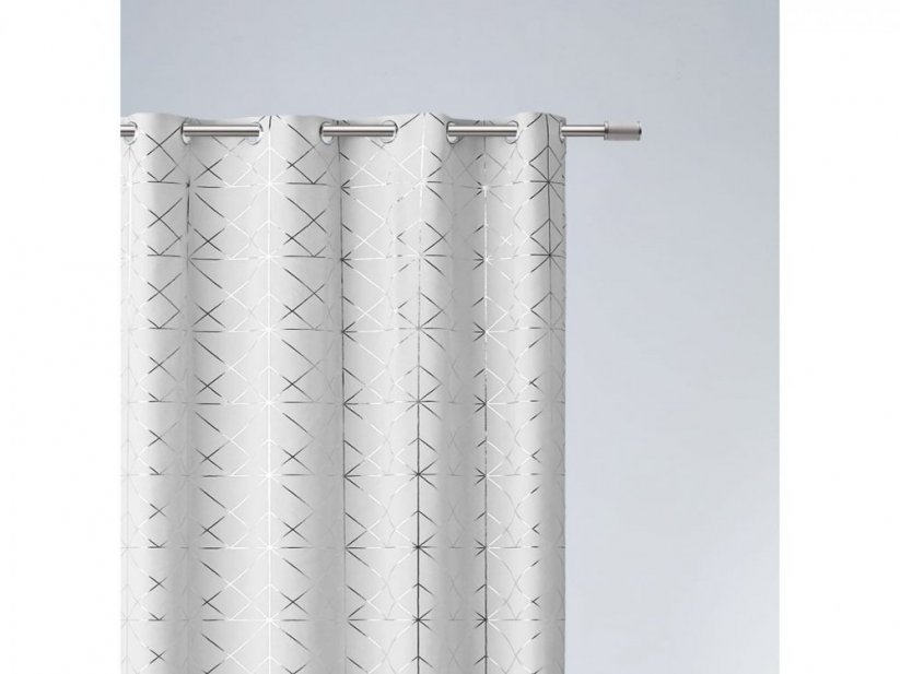 Feiner weißer Ösenvorhang mit Muster 140 x 260 cm
