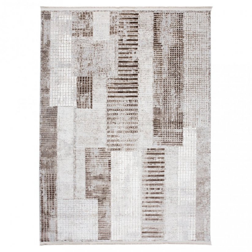 Designový vintage koberec s geometrickými vzory v hnědých odstínech - Rozměr koberce: Šířka: 160 cm | Délka: 230 cm