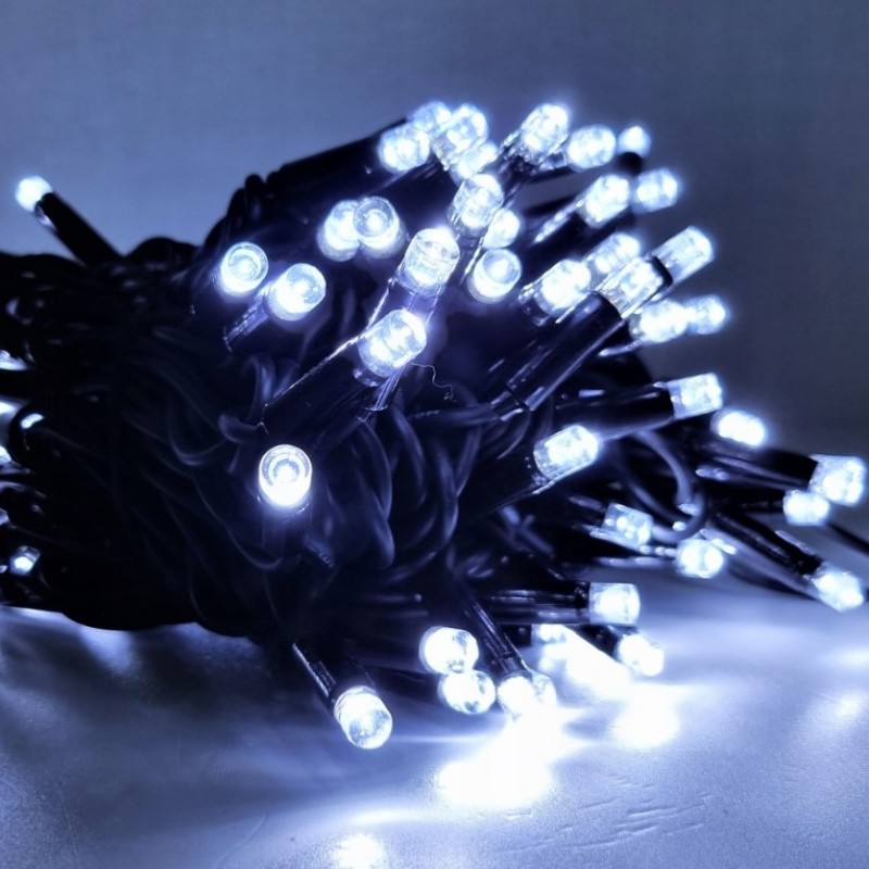 Crăciun LED iluminat alb rece - Număr de becuri: 100 LED/8 m