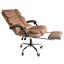 Pohodlné kancelářské křeslo s opěrkou nohou a masážní funkcí - hnědá ekokůže