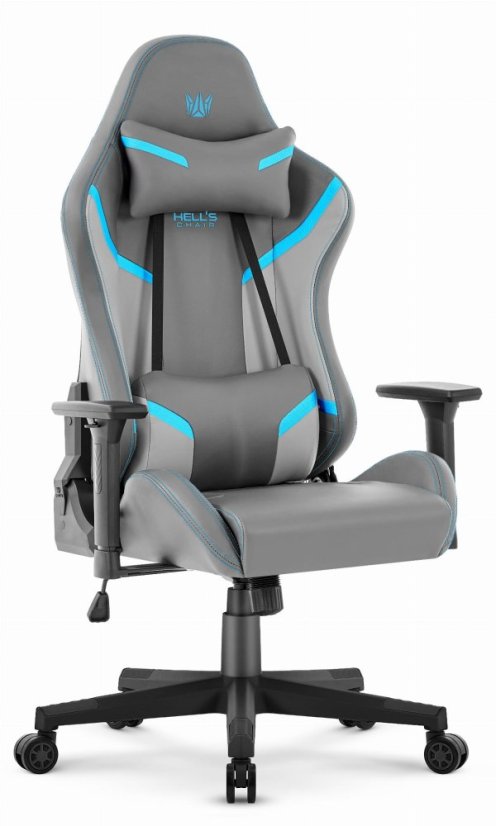 Ergonomická herní židle HC-2002 s nosností 150 kg – šedá s modrými detaily