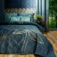 Cuvertură de pat de design LOTOS albastru cu motive aurii