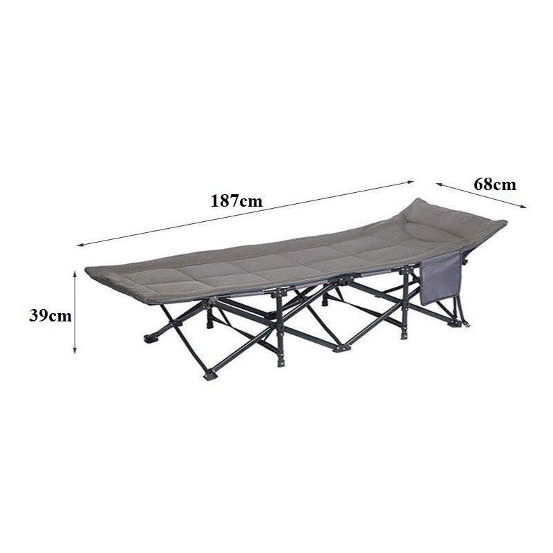 Zložljiv kamping ležalnik 187 × 68 cm – kompakten in udoben