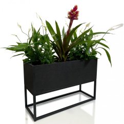 Schwarzes Metall Pflanzgefäß LOFT FIORINO 62X22X40 cm