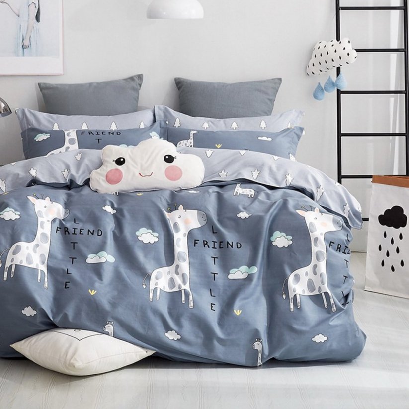 Detské posteľné obliečky šedé so žirafou
