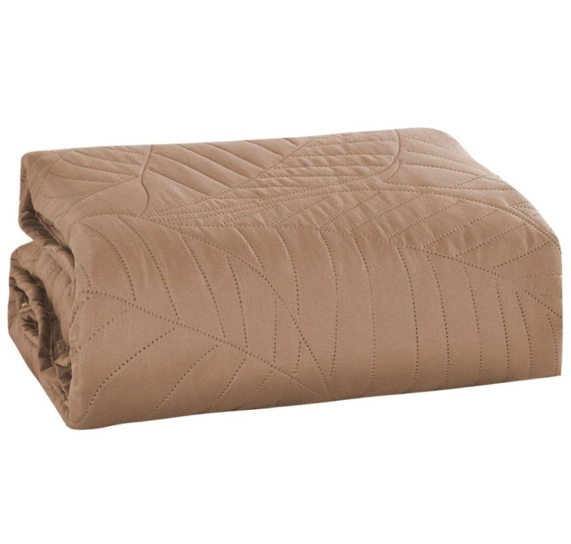 Világosbarna ágytakaró levél motívummal