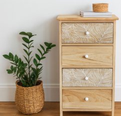 Kommode LUIZA mit 4 Schubladen - Boho-Design, 40 x 29 x 73 cm