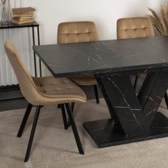 Összecsukható étkezőasztal CLARK - fekete márvány, 120-160 cm