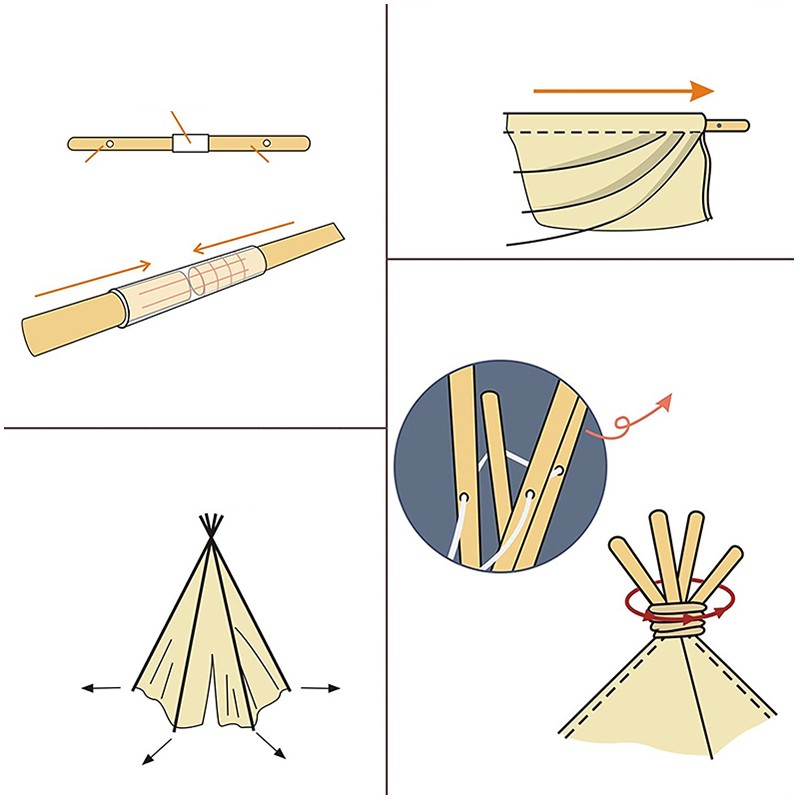 Sivý teepee stan pre deti s motívom hviezd 110 cm x 140cm 
