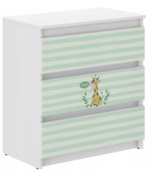 Comò per bambini con giraffa, 76 x 40 x 70 cm