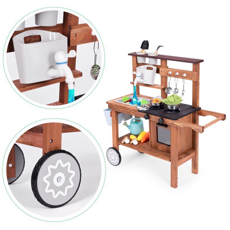 Cucina per bambini in legno di abete con accessori 