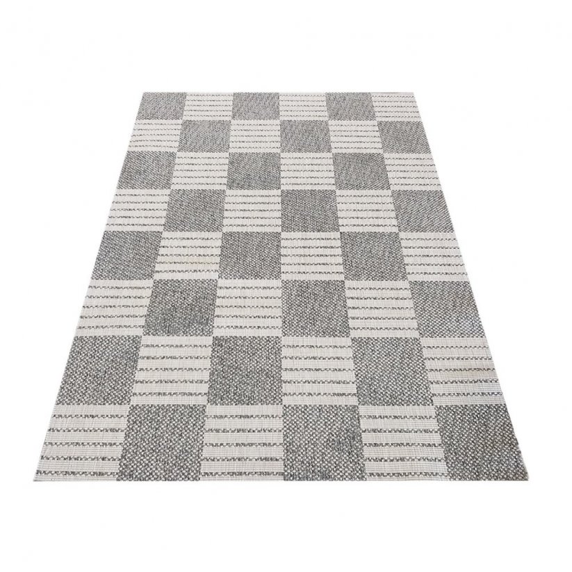 Šedý vzorovaný koberec v oboustranném provedení