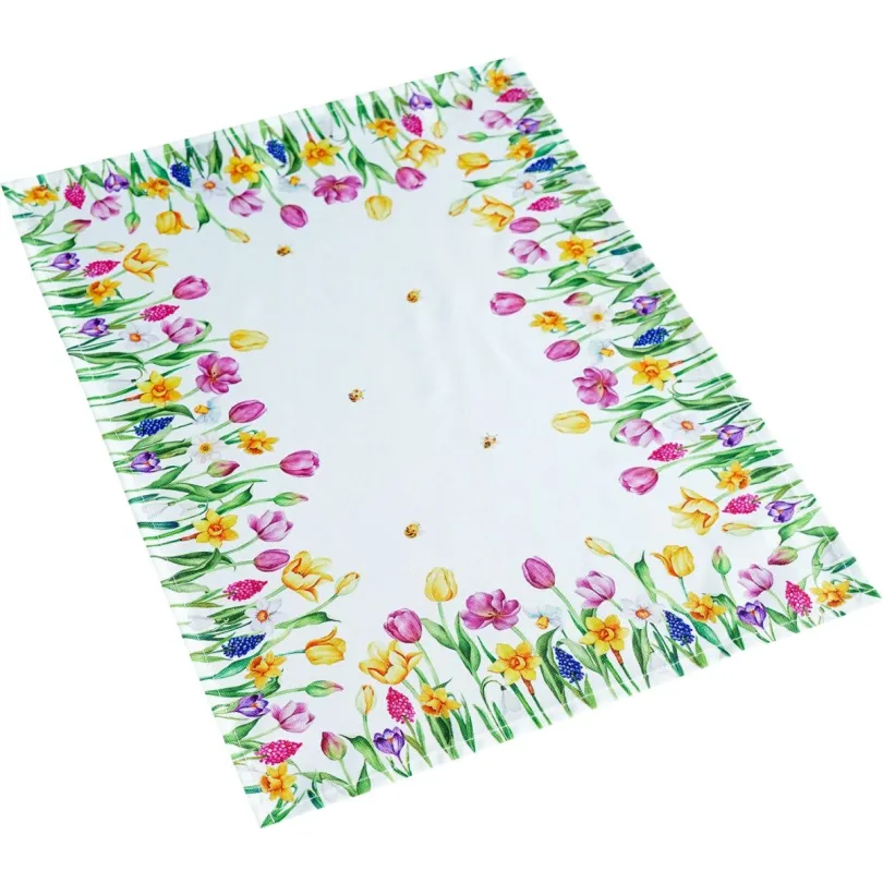 Dekoratív terítő tavaszi virágokkal