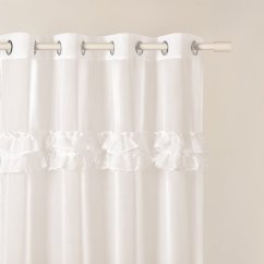 Cremefarbener Vorhang FRILLA mit Rüschen auf silbernen Ösen 300 x 250 cm