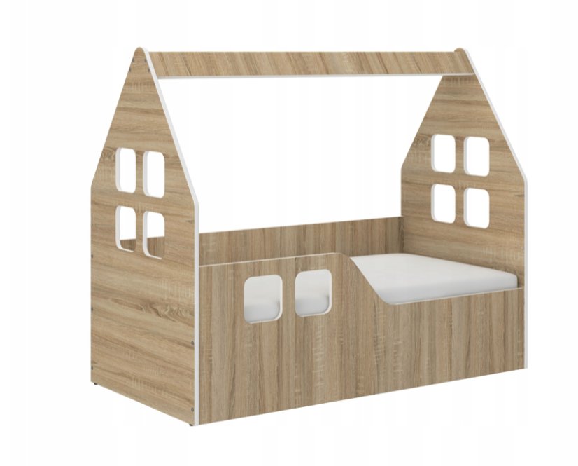 Pat pentru copii 140 x 70 cm în decorul de stejar sonoma stânga
