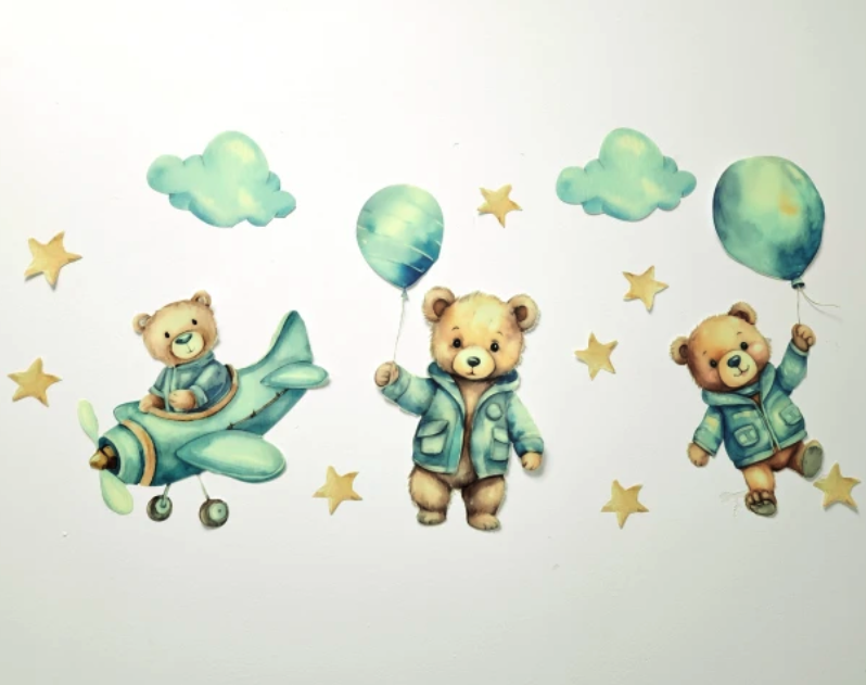 Kouzelné světelné samolepky pro děti - modří medvídci