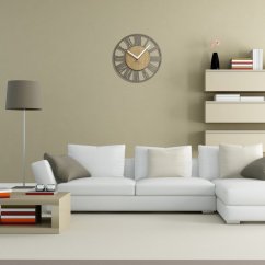 Schlichte graue Wanduhr im Holzdesign