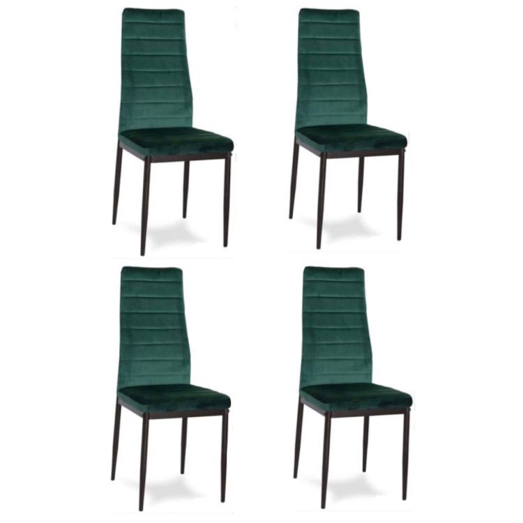 Set de 4 scaune elegante din catifea verde