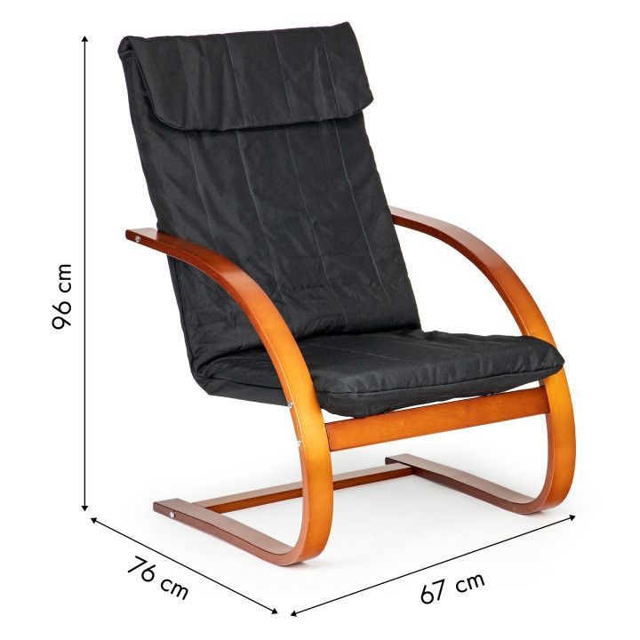 Stolica za ljuljanje u crnoj boji sa smeđom strukturom