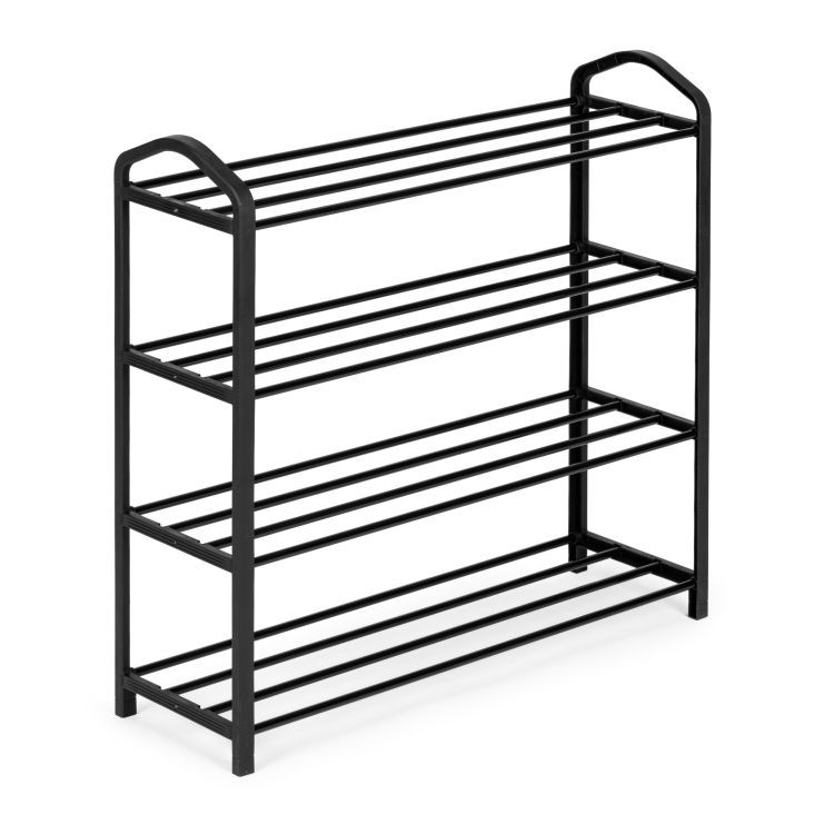 Čierny kovový botník so 4 policami