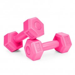 Sada fitness činiek 2x 1 kg v ružovej farbe