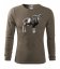 Bavlnené pánske tričko s dlhým rukávom a potlačou muflóna - Farba: Military, Veľkosť: XL