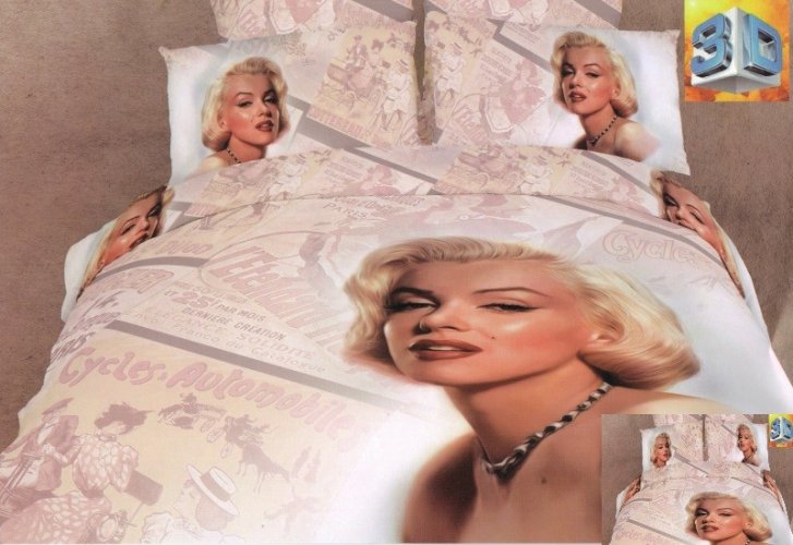 Béžová posteľná súprava bavlnených obliečok s motívom ženy