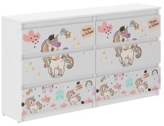 Kommode für Kinder mit Regenbogen Einhorn 77x30x140 cm
