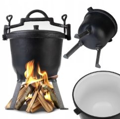 Bollitore smaltato con superficie e coperchio in ghisa