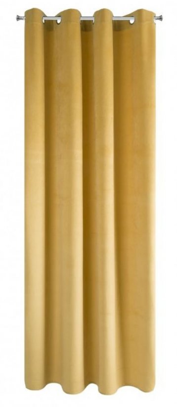 Модерни затъмняващи завеси от горчица с халки за окачване 140 x 250 cm