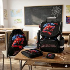 Školski set Spider-Man od 4 dijela – školska torba, pernica, vrećica za obuću i novčanik