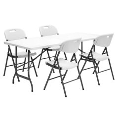 Tavolo pieghevole catering 180 cm con 4 sedie