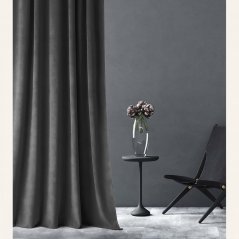 Tenda in velluto grigio scuro CHARMY su cerchi dorati 140 x 260 cm