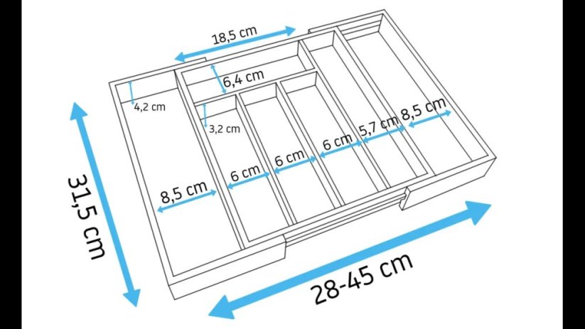 Organizzatore di posate regolabile