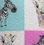 Detské prehozy patchwork so zebrou vo fialovej farbe