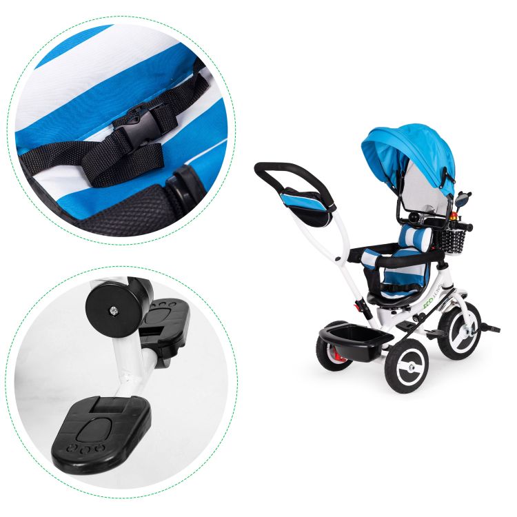 Tricikli, babakocsi kék ECOTOYS