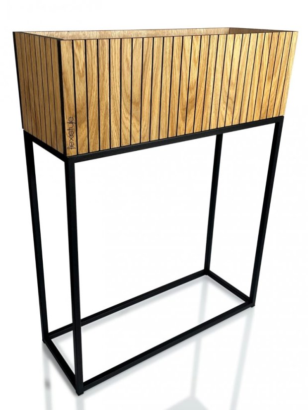 Ghiveci înalt din furnir natural de stejar LOFT FIORINO 62X22X80 cm