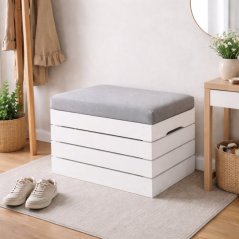 Dřevěný puf s úložným prostorem - komoda se sedákem