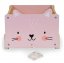 Drvena kutija na špagi s kotačićima i motivom ružičaste mačke