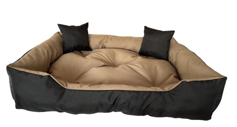 Vízálló, kényelmes kutyaágy párnákkal - barna-fekete