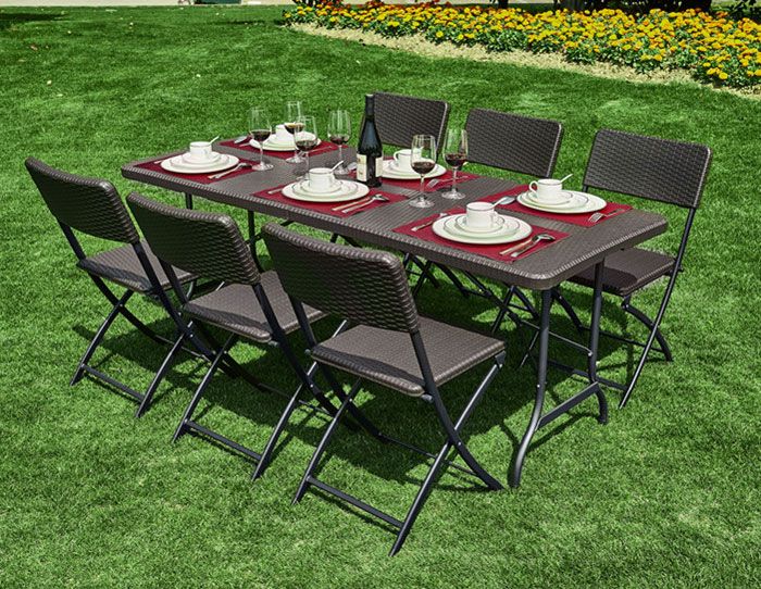 Klappbarer Gartenbankett-Catering-Tisch 180 cm - Rattan