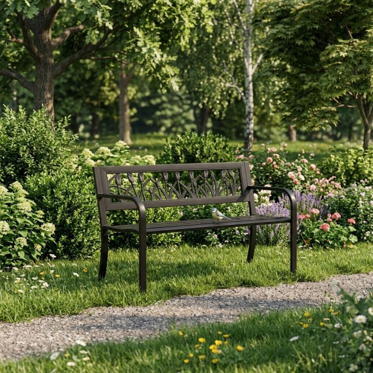 Elegáns kerti pad 125 x 53 x 77 cm - fekete