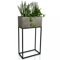 Schöne breite Metall Pflanzgefäß in grau auf hohen Beinen LOFT FIORINO 42X22X80 cm