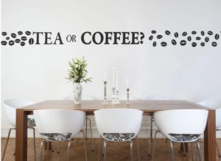 Adesivo murale con la domanda TEA O COFFE? - Dimensione dell'adesivo: 60 x 120 cm