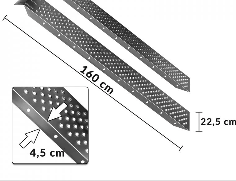 Set od 2 utovarne čelične rampe - nosivost 400 kg